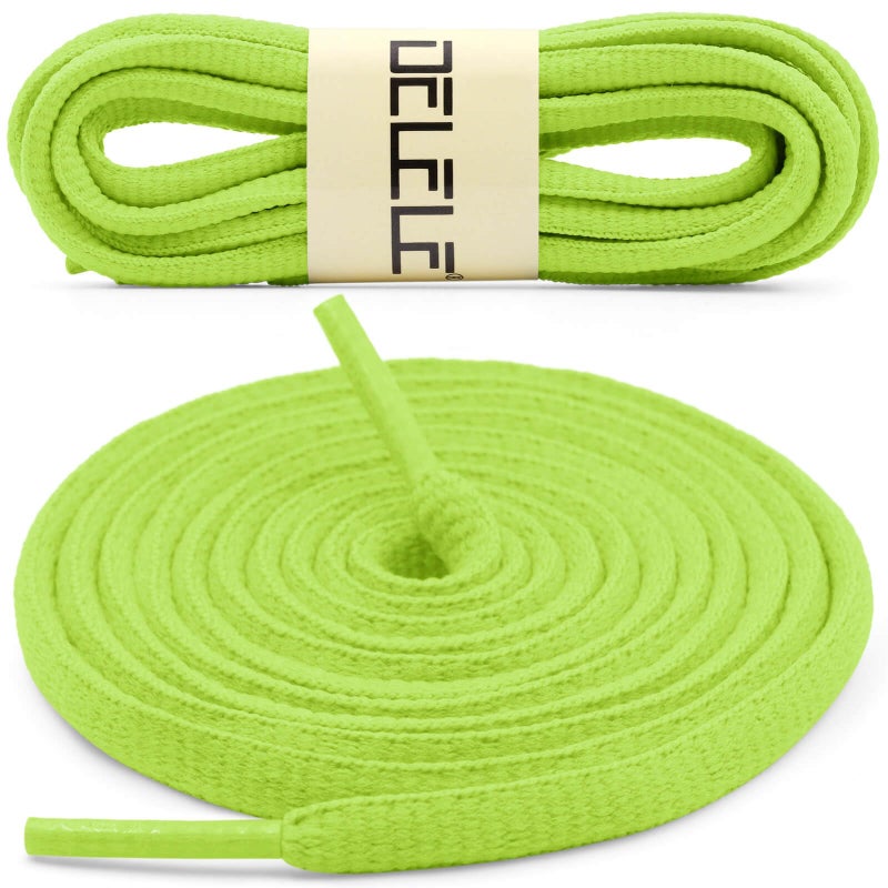 DELELE 2Pair Oval Shoes laces 42 Colors Half Round 1/4" Athletic ShoeLaces for Sport/Running Shoes Shoe Strings Fluorescent Green -45 inch - Image 2